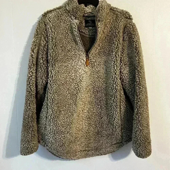 Simply Southern Pullover Women‎ large Gray Faux Fur Sherpa 1/4 Zip. - Picture 1 of 7